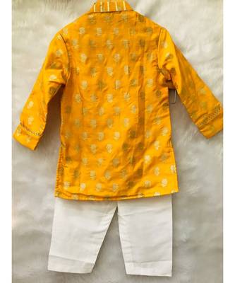 Yellow Brocade kurta with Chudidar 4
