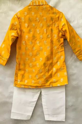 Yellow Brocade kurta with Chudidar