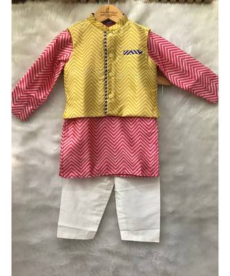 Pink Kurta with yellow bandi and Chudidar 3