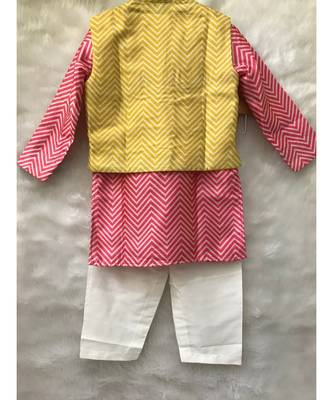 Pink Kurta with yellow bandi and Chudidar 4