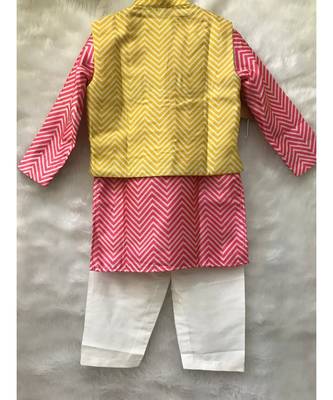 Pink Kurta with yellow bandi and Chudidar 5
