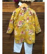 Floral Print Yellow Kurta with Chudidar