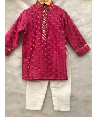 Pink Brocade Kurta with Chudidar 2