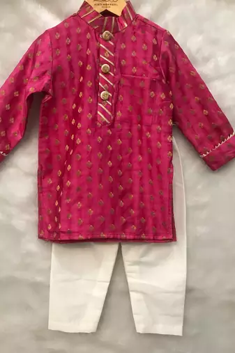 Pink Brocade Kurta with Chudidar