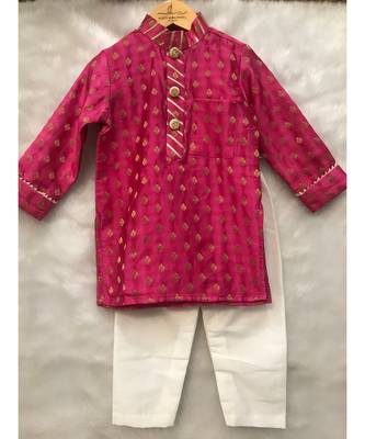 Pink Brocade Kurta with Chudidar 3