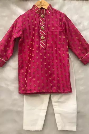 Pink Brocade Kurta with Chudidar