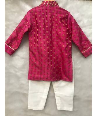 Pink Brocade Kurta with Chudidar 4