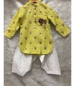 Yellow Green Chanderi Kurta with Patiala Salwar