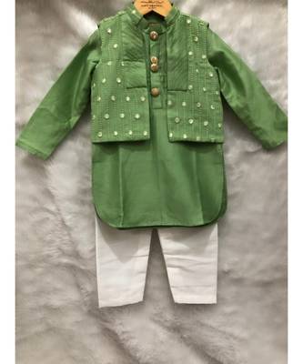 Green Embroidered Bandi with Kurta and Chudidar 5