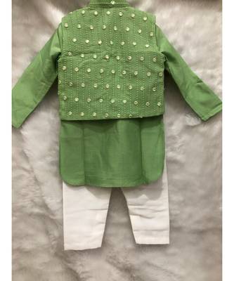 Green Embroidered Bandi with Kurta and Chudidar 6