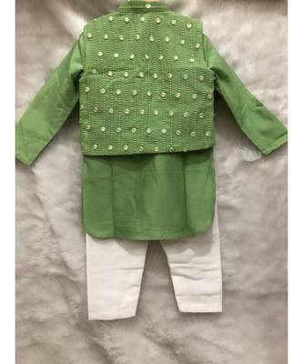 Green Embroidered Bandi with Kurta and Chudidar 7