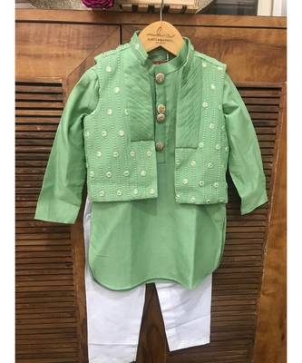 Green Embroidered Bandi with Kurta and Chudidar 8
