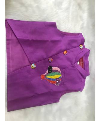 Purple Bandi with Zig Zag Print Kurta and Chudidar 2