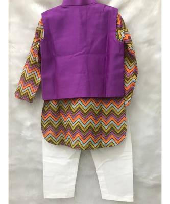 Purple Bandi with Zig Zag Print Kurta and Chudidar 6