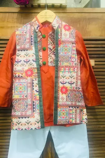 Short Kurta with Jacket and Chudidar