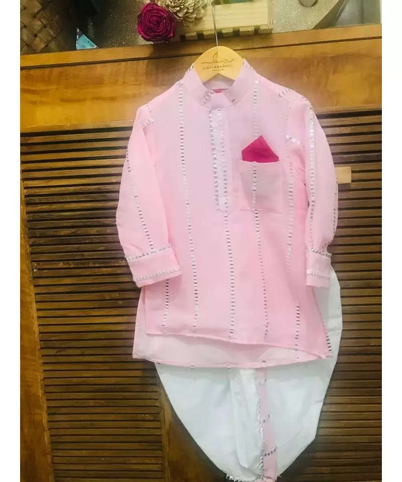 Pink Embroidered Kurta with Dhoti