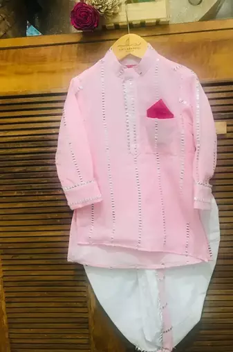Pink Embroidered Kurta with Dhoti