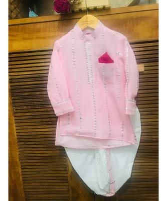 Pink Embroidered Kurta with Dhoti 3
