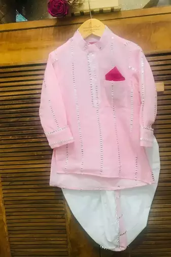 Pink Embroidered Kurta with Dhoti