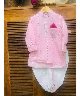 Pink Embroidered Kurta with Dhoti 4