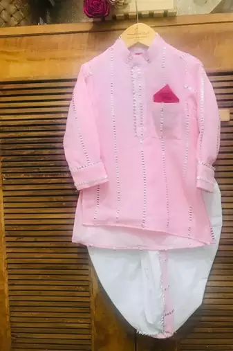 Pink Embroidered Kurta with Dhoti