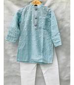 Ice Blue Embroidered Kurta with Chudidar