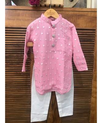 Pink Embroidered Kurta with Chudidar 2