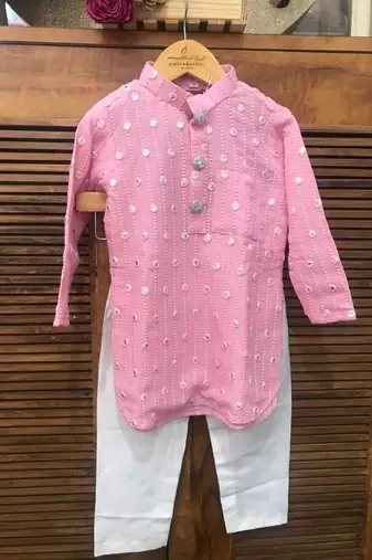 Pink Embroidered Kurta with Chudidar