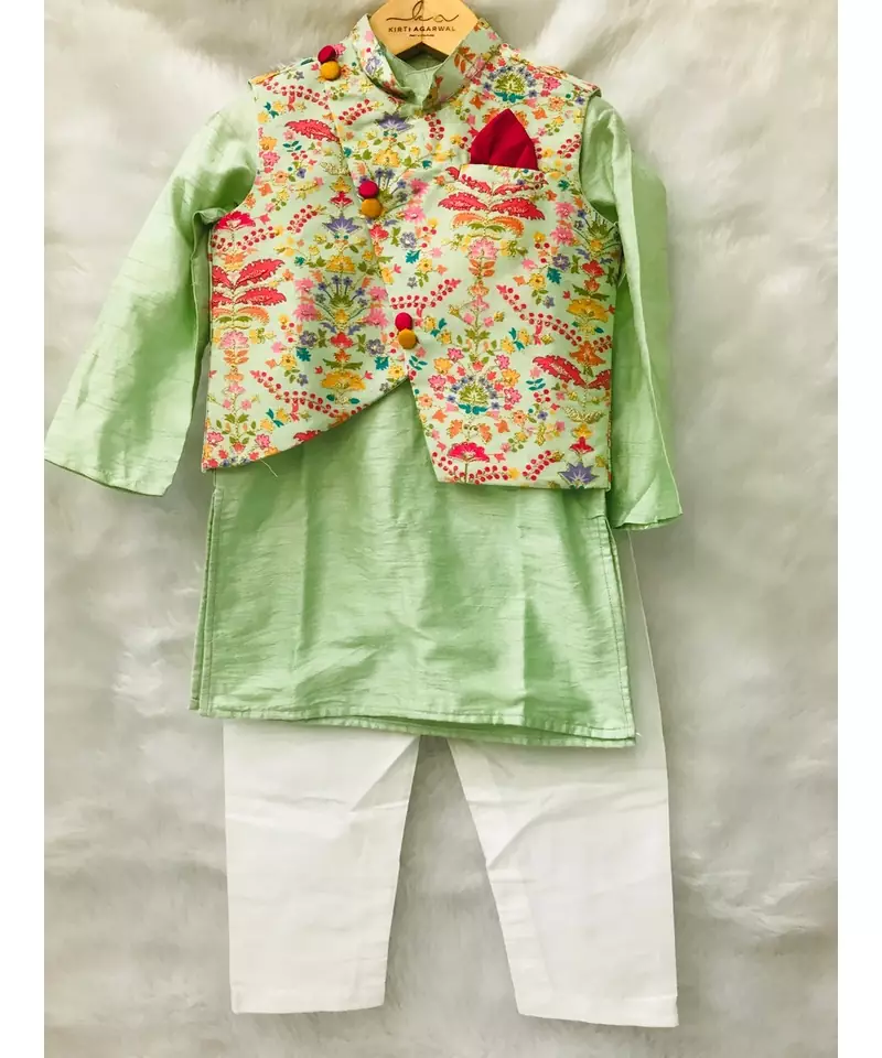 Green Embroidered Kurta with Chudidar
