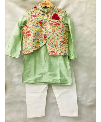 Green Embroidered Kurta with Chudidar 3