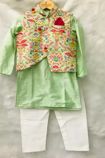 Green Embroidered Kurta with Chudidar