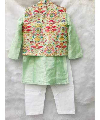 Green Embroidered Kurta with Chudidar 4