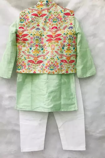 Green Embroidered Kurta with Chudidar