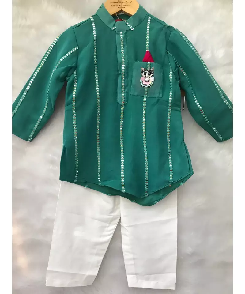 Dark Green Embroidered Kurta with Chudidar