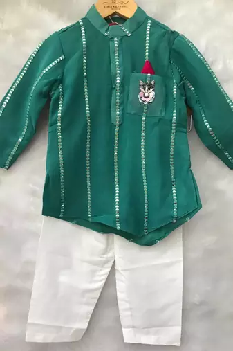 Dark Green Embroidered Kurta with Chudidar