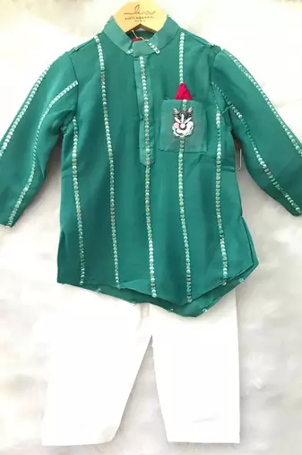 Dark Green Embroidered Kurta with Chudidar