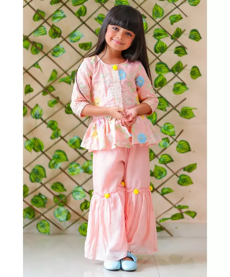 Peplum Embroidered top with Sharara