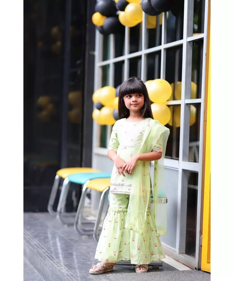 Gota Work Kurta with Sharara and Dupatta
