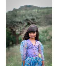 Floral Printed frock with flower on waist.