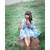 Floral Printed frock with flower on waist.