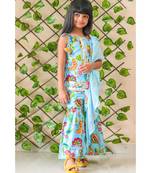 Flower Print Short Kurta with Sharara and Dupatta