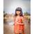 Orange Printed Short Kurta with Flower print sharara and Dupatta