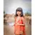 Orange Printed Short Kurta with Flower print sharara and Dupatta