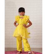 Embroidered top with up down pattern and frilled duppata and bottom