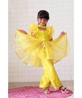 Embroidered top with up down pattern and frilled duppata and bottom 3