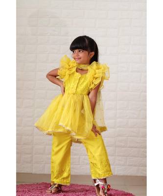 Embroidered top with up down pattern and frilled duppata and bottom 5