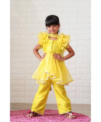 Embroidered top with up down pattern and frilled duppata and bottom 8