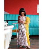 Short Flower Print Kurta with Sharara and Frilled Dupatta