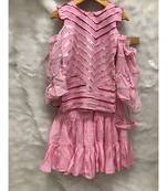 Embroidered pink kurta with Balloon Sleeves and Sharara