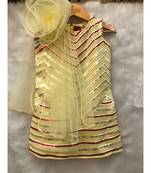 Short Sequin work kurta with attached flower dupatta and Dhoti